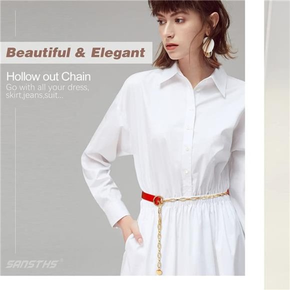 WOMEN Chain Belt F-red - Picture 4 of 6